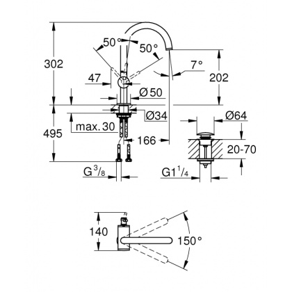 Смеситель для раковины GROHE Atrio New, темный графит матовый (32042AL3) Смеситель для раковины GROHE Atrio New, темный графит матовый (32042AL3)