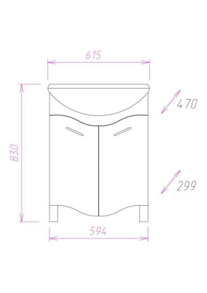 Тумба Onika Лайн 60 напольная, белая (ум. Уют 60)