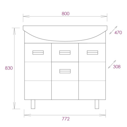 Тумба Onika Балтика 80 напольная, белая (ум. Балтика 80)