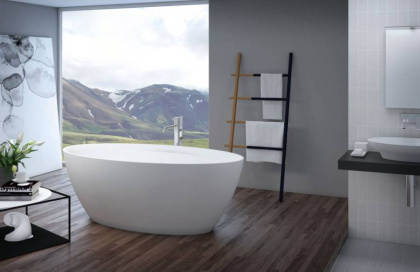 TITAN-OVAL-170-85-57 Ванна из литьевого мрамора Цвет Белый  TITAN-OVAL-170-85-57 Ванна из литьевого мрамора Цвет Белый