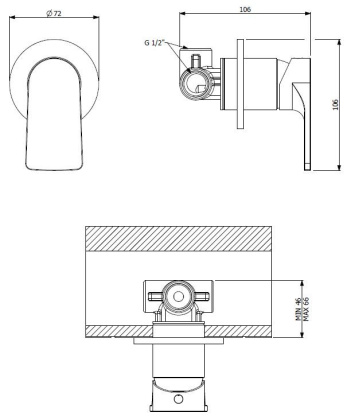 LAGOS-DIM-NOP Встраиваемый однорычажный смеситель для душа, исполнение черный матовый LAGOS-DIM-NOP Встраиваемый однорычажный смеситель для душа, исполнение черный матовый