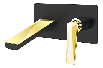 Смеситель для умывальника из стены ЧЕРНЫЙ+ЗОЛОТО Смеситель для умывальника из стены ЧЕРНЫЙ+ЗОЛОТО
