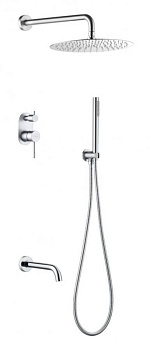 Смеситель встроенный + верхний+ ручной душ Uno. Хром с изливом Смеситель встроенный + верхний+ ручной душ Uno. Хром с изливом