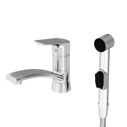 770230001 Jupiter, Смеситель с поворотным изливом и гиг. душем, Хром