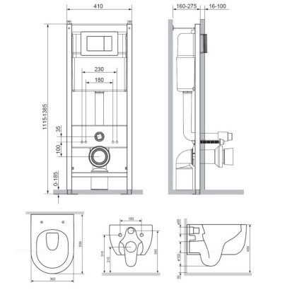 DX36.IS10101.1701 Инсталляция с клавишей Белый с подвесным унитазом Scandinavian Pure безободк с сид м/л DX36.IS10101.1701 Инсталляция с клавишей Белый с подвесным унитазом Scandinavian Pure безободк с сид м/л