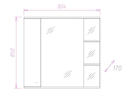 Шкаф-зеркало Onika Эльбрус 90 белый, правый, с подсветкой
