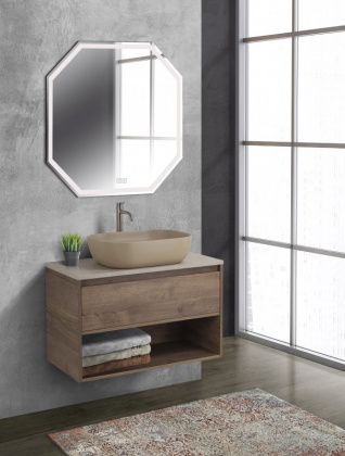 Тумба c раковиной подвесная с одним ящиком и одной открытой полкой BelBagno KRAFT 80 Bianco Opaco, раковина белая Тумба c раковиной подвесная с одним ящиком и одной открытой полкой BelBagno KRAFT 80 Bianco Opaco, раковина белая