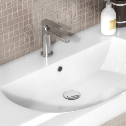 Смеситель для раковины OLE однорычажный без донного клапана 3/8, титановый атласный