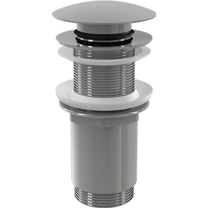 Донный клапан сифона для умывальника CLICK/CLACK 5/4", цельнометаллический с большой заглушкой, без перелива, для пластиковых и стеклянных умывальников