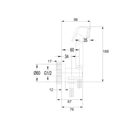Точечный душевой гарнитур скрытого монтажа для биде OMNIRES BIDETTA-PPCR (хром) Точечный душевой гарнитур скрытого монтажа для биде OMNIRES BIDETTA-PPCR (хром)