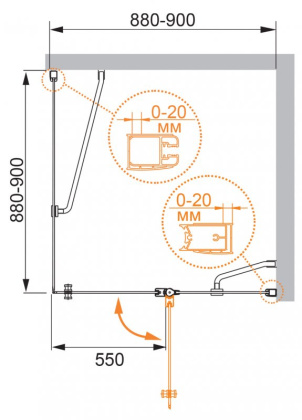 ELENA-W-A-12-100-P-Cr-L Душевой уголок