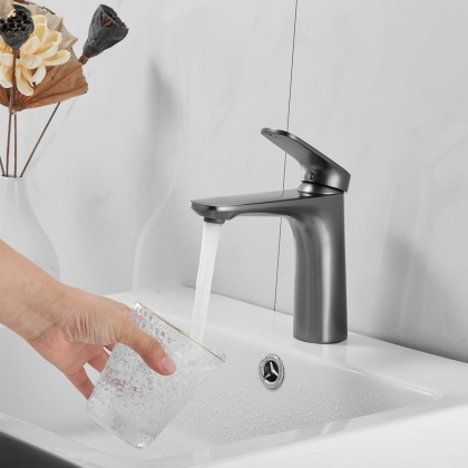 Смеситель для раковины латунь, оружейная сталь S8501T