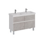 Тумба Lemark COMBI 125см под 2 раковины, подвесная/напольная,4 ящика, цвет фасада: Бетон, цвет корпуса: Белый глянец