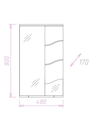 Шкаф-зеркало Onika Лайн 48 белый, правый, с подсветкой