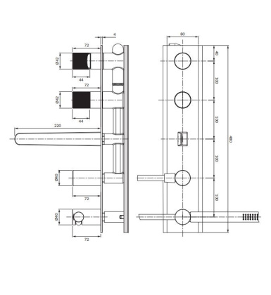 Смеситель для ванны скрытого монтажа OMNIRES CONTOUR CT8037_1CR (хром)