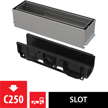 Щелевой дренажный канал с асимметричной сервисной надставкой 100 мм