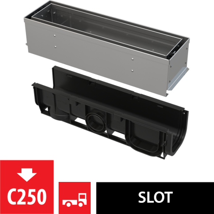 Щелевой дренажный канал с асимметричной сервисной надставкой 100 мм