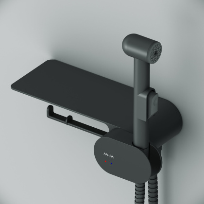 Смеситель, монтируемый в стену с гигиеническим душем и полкой F0202622 Like