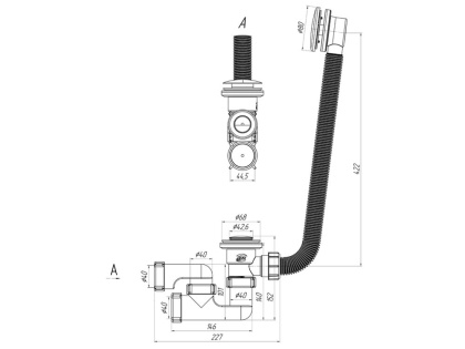 Сифон для ванны PRIME универсальный клик-клак