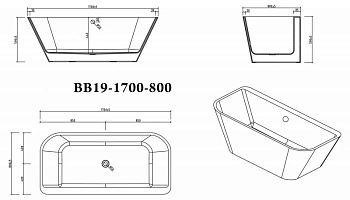 Акриловая ванна BELBAGNO BB19-1700-800 Акриловая ванна BELBAGNO BB19-1700-800