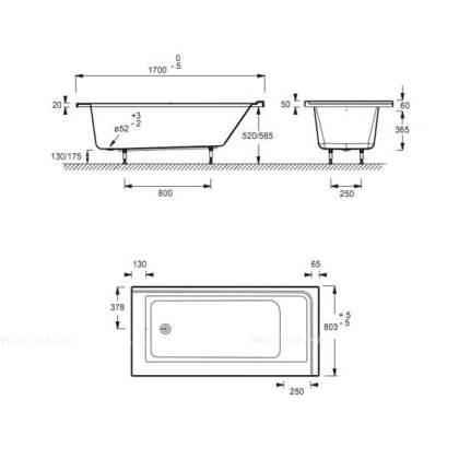 Акриловая ванна Jacob Delafon Formilia 170x80 см левосторонняя, шт Акриловая ванна Jacob Delafon Formilia 170x80 см левосторонняя, шт