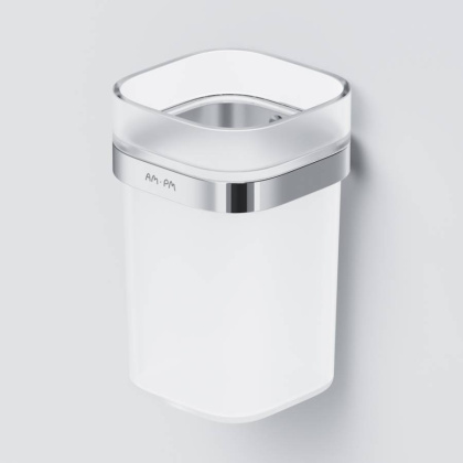 Стеклянный стакан Func с настенным держателем, 11,8х7,5х8,3 см, белый, A8F34300