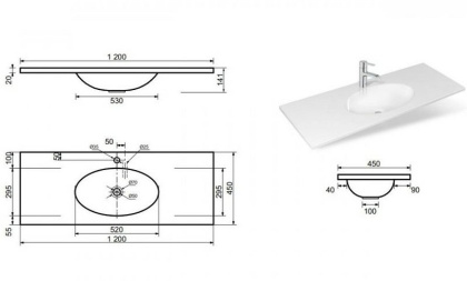 Раковина "Вегас 120" 1200х450    