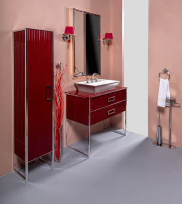 Тумба MONACO 100см h74см бордо глянец + хром под раковину чашу 867-100-RCR Boheme