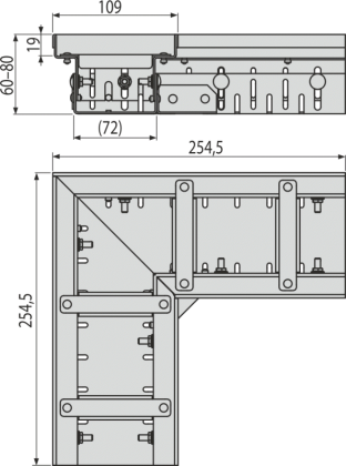 Дренажный угловой желоб 100 мм регулируемый, оцинкованная сталь
