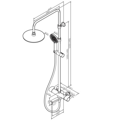 F0785A544 X-Joy, душ.система:  см-ль д/ванны/душа с ТМС, душ.штанга,верх.душ 220мм, руч.душ,роз.золо