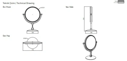 Зеркало с 3-кратным увеличением для ванной комнаты настенное в комплекте с креплением 3056-0012, шт