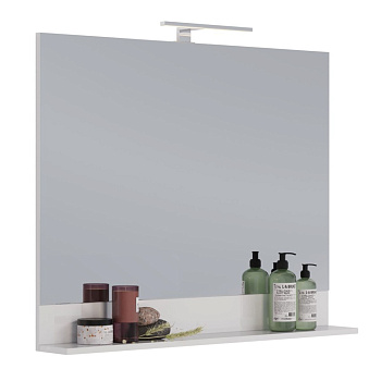 Зеркало Lemark ROMANCE 100см с полкой, цвет: Белый глянец