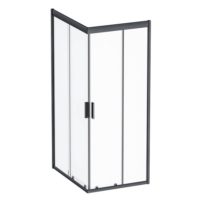 W93G-404-100280-BT Gem S душ.ограждение 100х80 прям.,стекло прозрачное, профиль Черный мат.,без подд