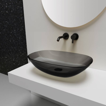 Раковина прозрачная Vincea VBS-6T12B, 540*360*150, накладная, цвет черный Раковина прозрачная Vincea VBS-6T12B, 540*360*150, накладная, цвет черный