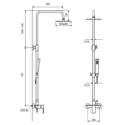 Система для душа наружного монтажа EXCELLENT Rain Glad ARAC.1181CR (хром) Система для душа наружного монтажа EXCELLENT Rain Glad ARAC.1181CR (хром)