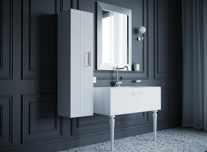 Тумба Linea 80 белая+Хром_Комплект 842-080-WCR Boheme