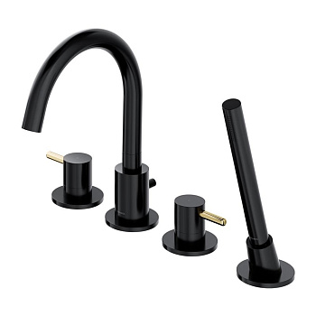 Смеситель для ванны на 4 отверстия OMNIRES Y Y1232BLGL (черный/золото)