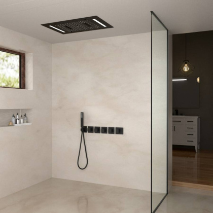 Душевая система Timo Petruma SX-5229/03SM скрытого монтажа с термостатом, черная матовая