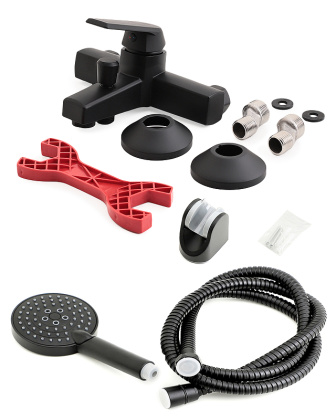 OneLife P02-300b полимерный смеситель для ванны с душ.набором, черный