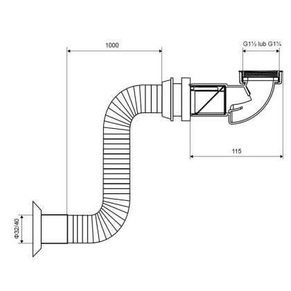 Сифон для умывальника и биде EXCELLENT с гофрой