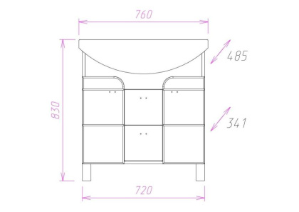 Тумба Onika Стиль 75 напольная, белая/ясень шимо (ум. Стиль 75)