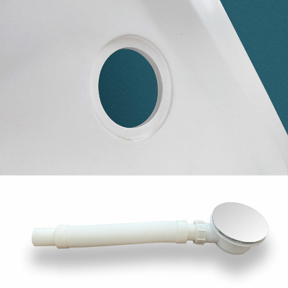 Сифон с крышкой для поддонов из камня VST-2SQ c гидрозатвором, белый