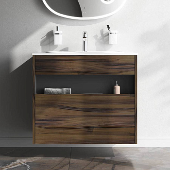 База под раковину с нишей и 1 ящиком, 80 см, дуб крафт, универсальная M8FFUX0801OF