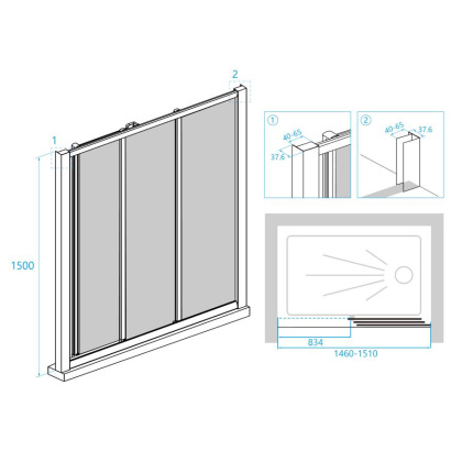 Шторка на ванну RGW Screens SC-41 150x150 04114115-11 профиль Хром стекло прозрачное