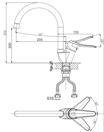 Смеситель для кухни RUSH Jawa (JA0735-22)