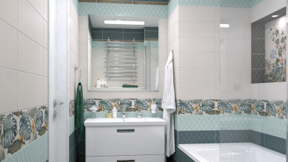 Плитка настенная Зимний сад зеленый светлый структура 15127 15x40x9,3 (19шт/1,14), м2