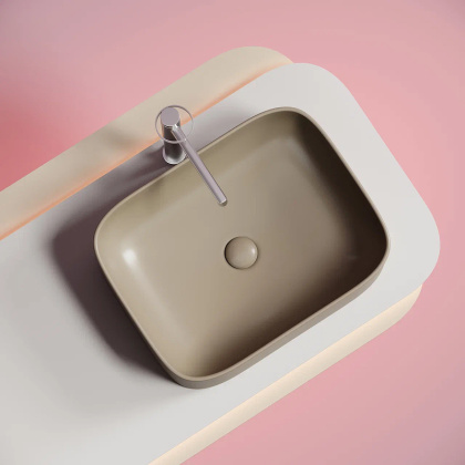 Умывальник чаша накладная прямоугольная (цвет Капучино Матовый) Element 505*380*150мм