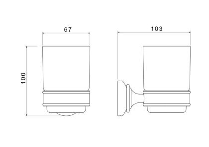 Стакан с держателем AQUATEK, полир. золото AQ4504PG КЛАССИК