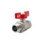Кран шаровый полнопроходной, резьба внутр./наруж., хром., ручка -бабочка красная, 3/4" Кран шаровый полнопроходной, резьба внутр./наруж., хром., ручка -бабочка красная, 3/4"