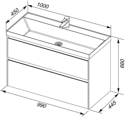 Тумба под раковину Aquanet Гласс 100 белый